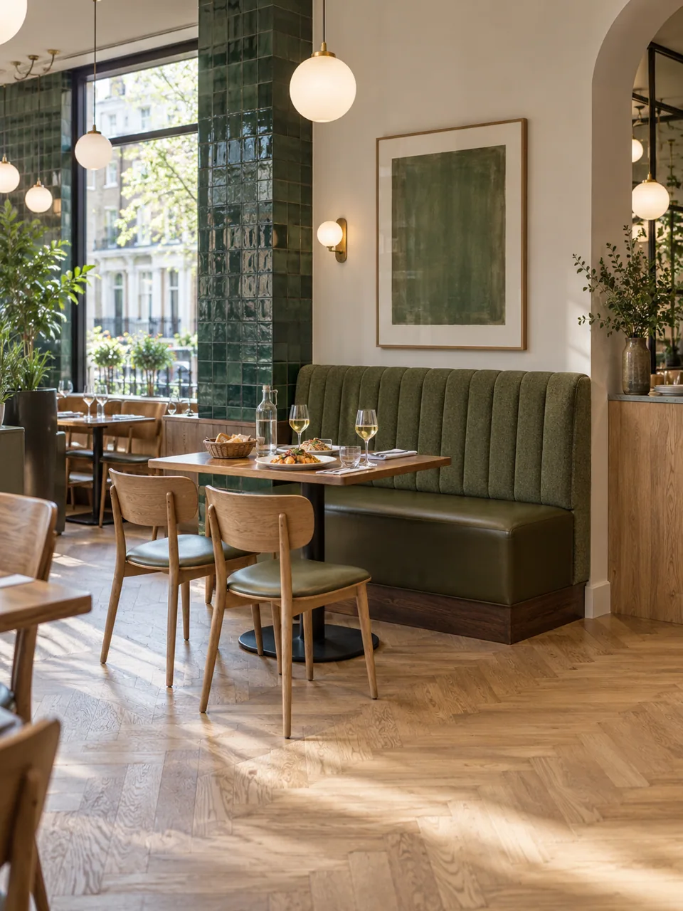 Olive Channel Wall Banquette